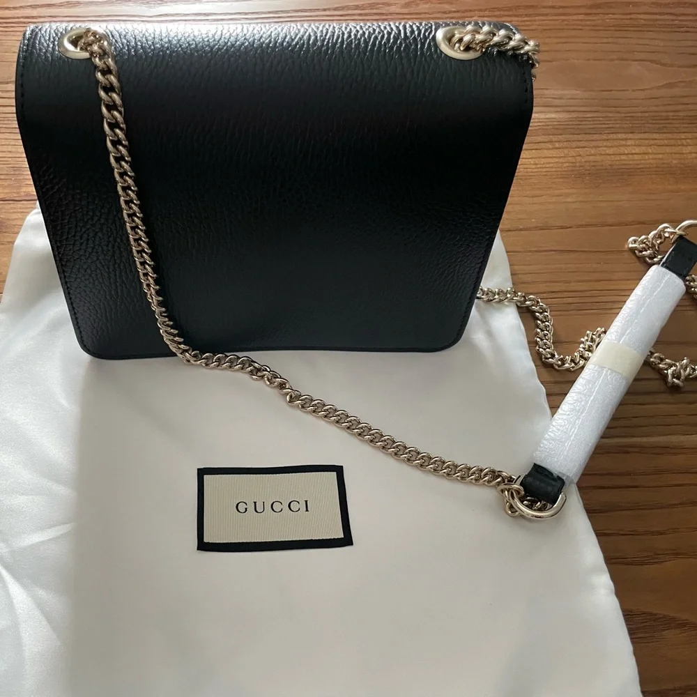GUCCI Dollar Calfskin Black Interlocking Chain Handbag